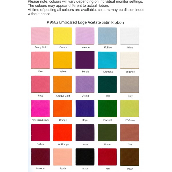 A1 Ribbon Colour Chart